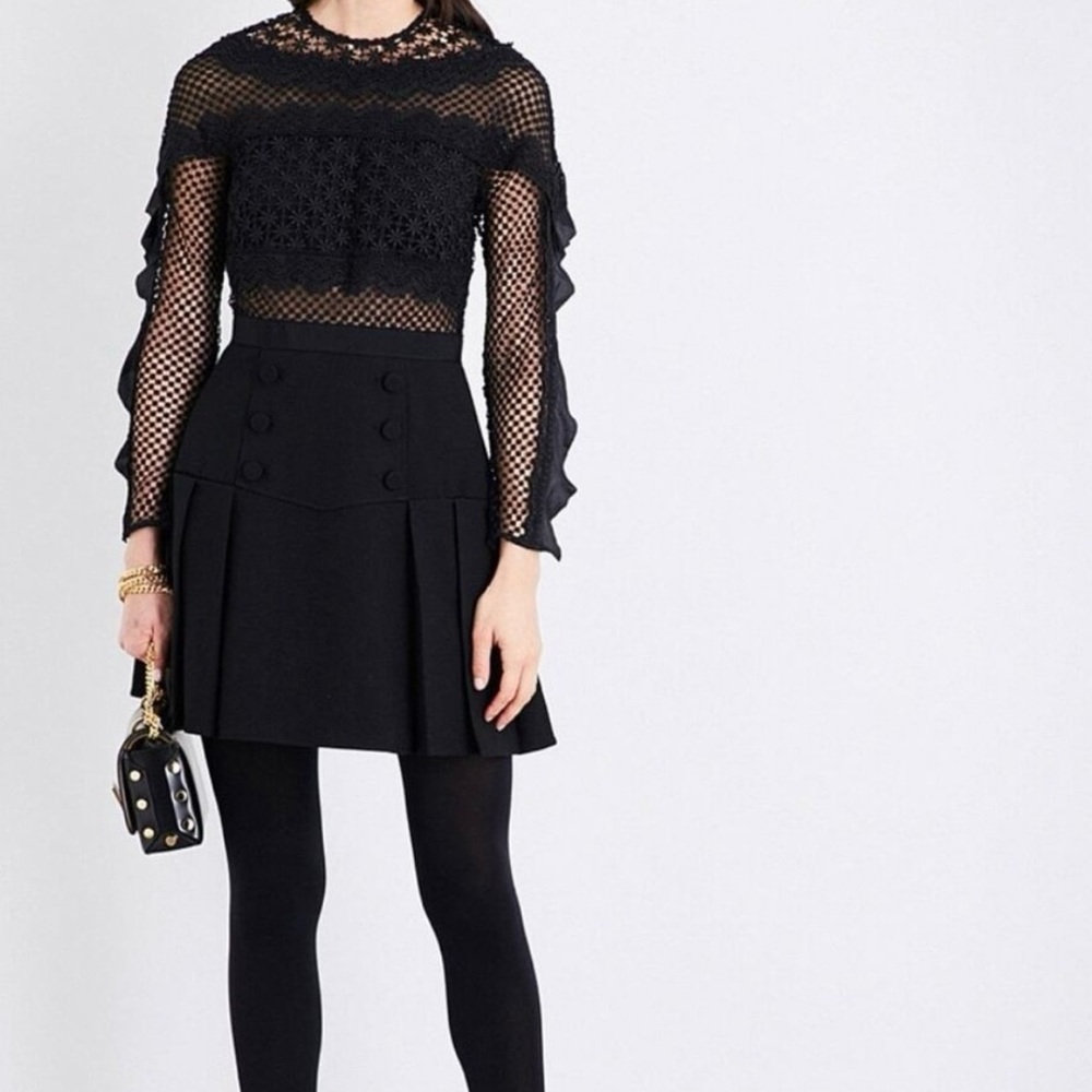 Self-Portrait Bellis guipure lace pleated crepe dress size 4
